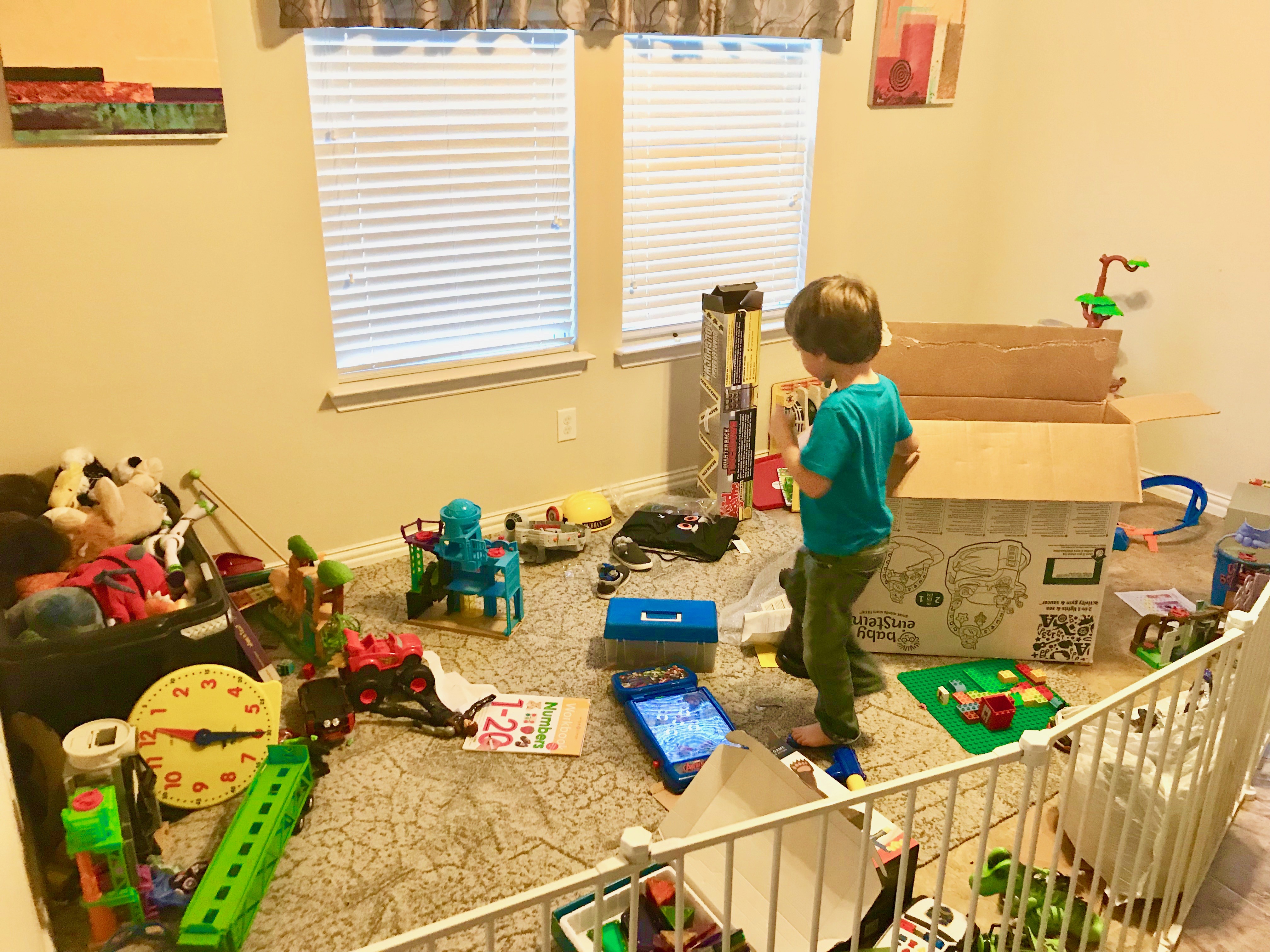 Messy playroom with toys everywhere