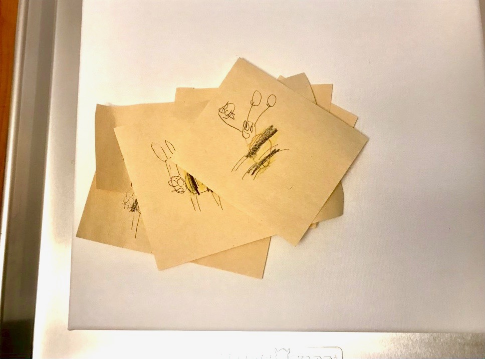 Hand drawn bees on manilla paper 