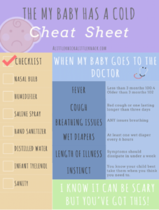 Infographic on What to know when your baby has a cold or is sick. 