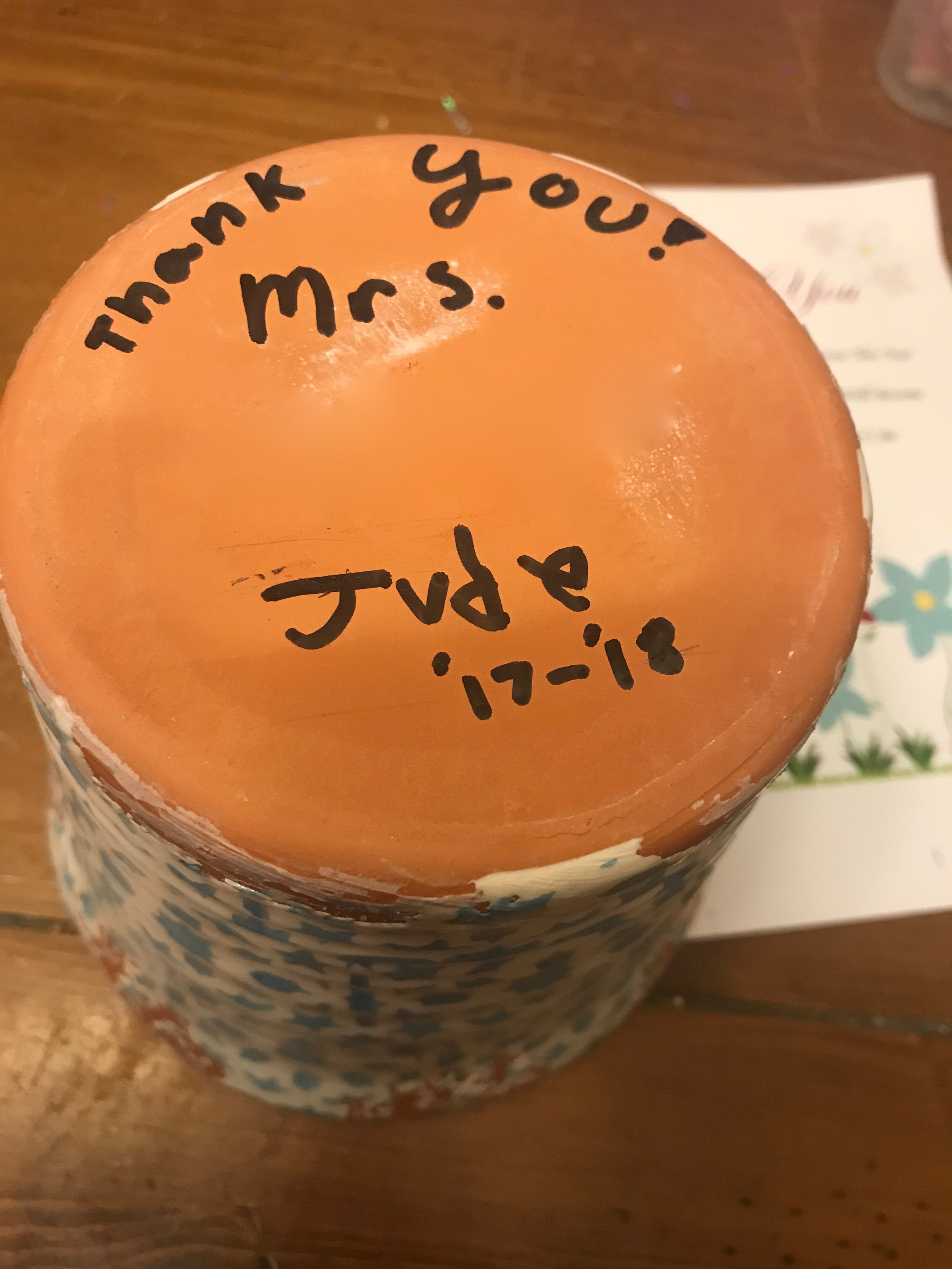 "Thank You For Helping my Child Grow" end of school year DIY Teacher Gift. Freebie printable Teacher thank you card