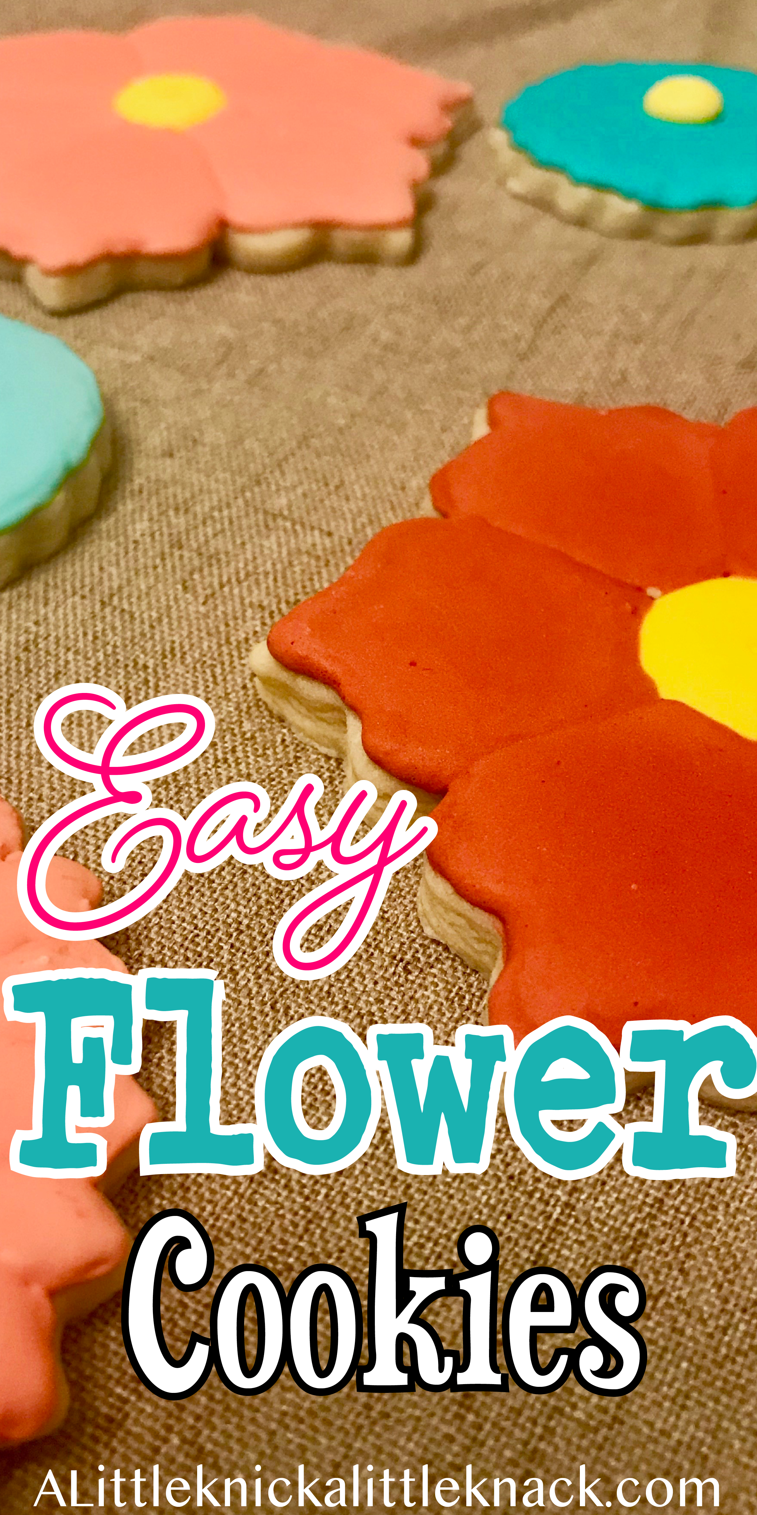 Decorated flower Cookies with a text overlay 