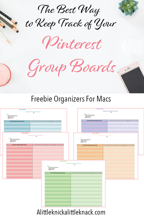 Free downloadable Pinterest group board organizers to help keep your blogging life organized! 