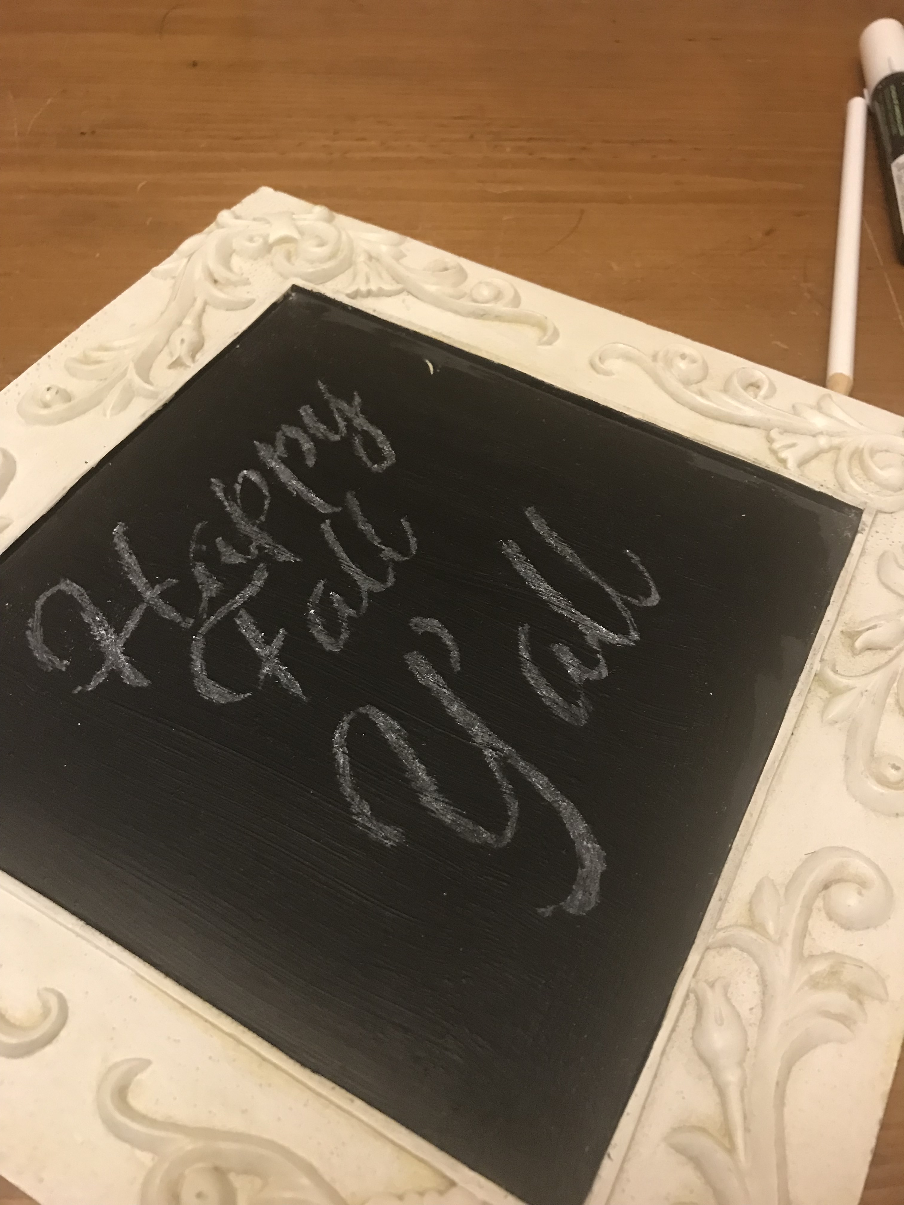 An extremely easy chalkboard lettering hack perfect for DIY, crafts, holiday projects, and weddings