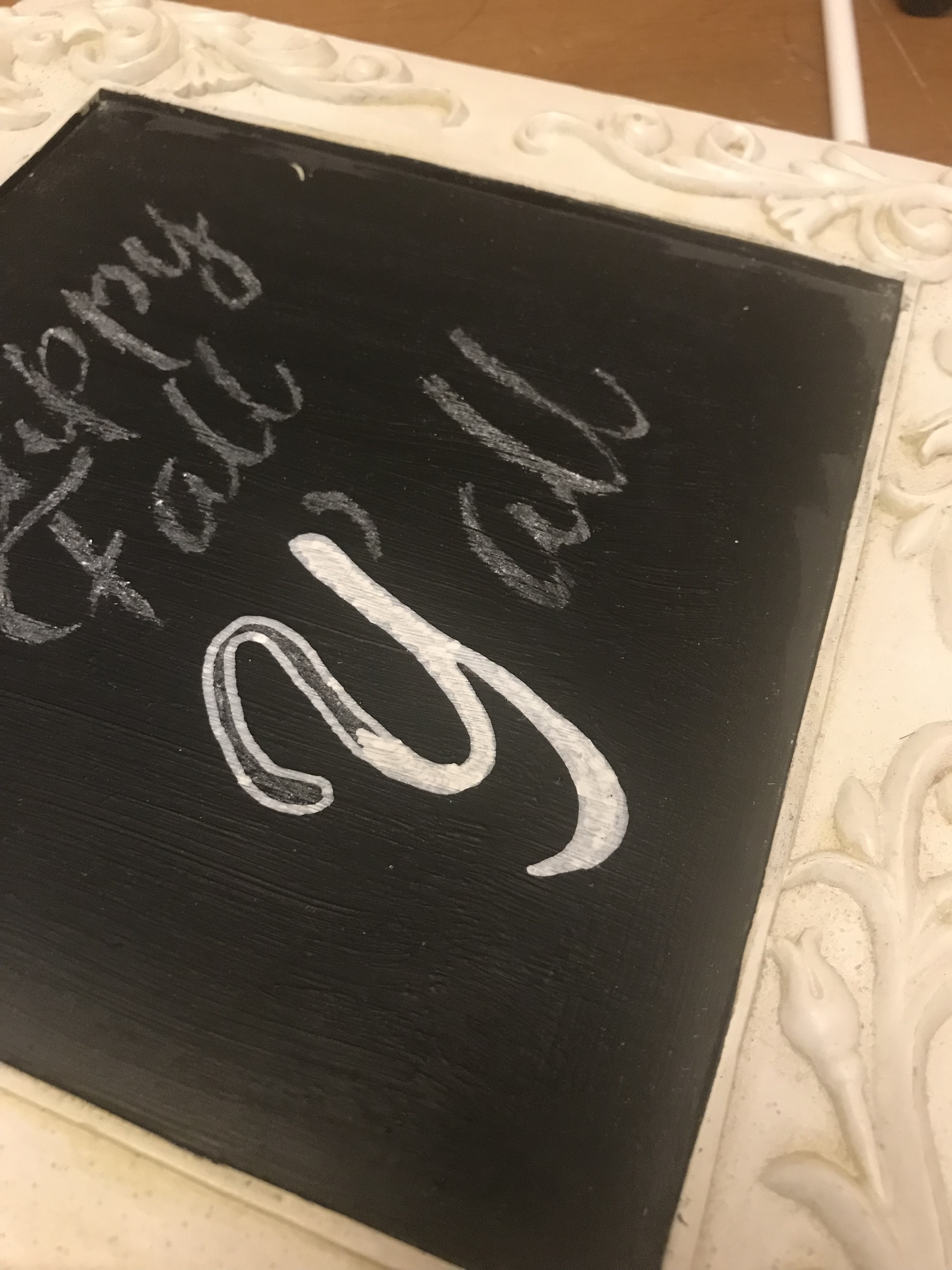 An extremely easy chalkboard lettering hack perfect for DIY, crafts, holiday projects, and weddings