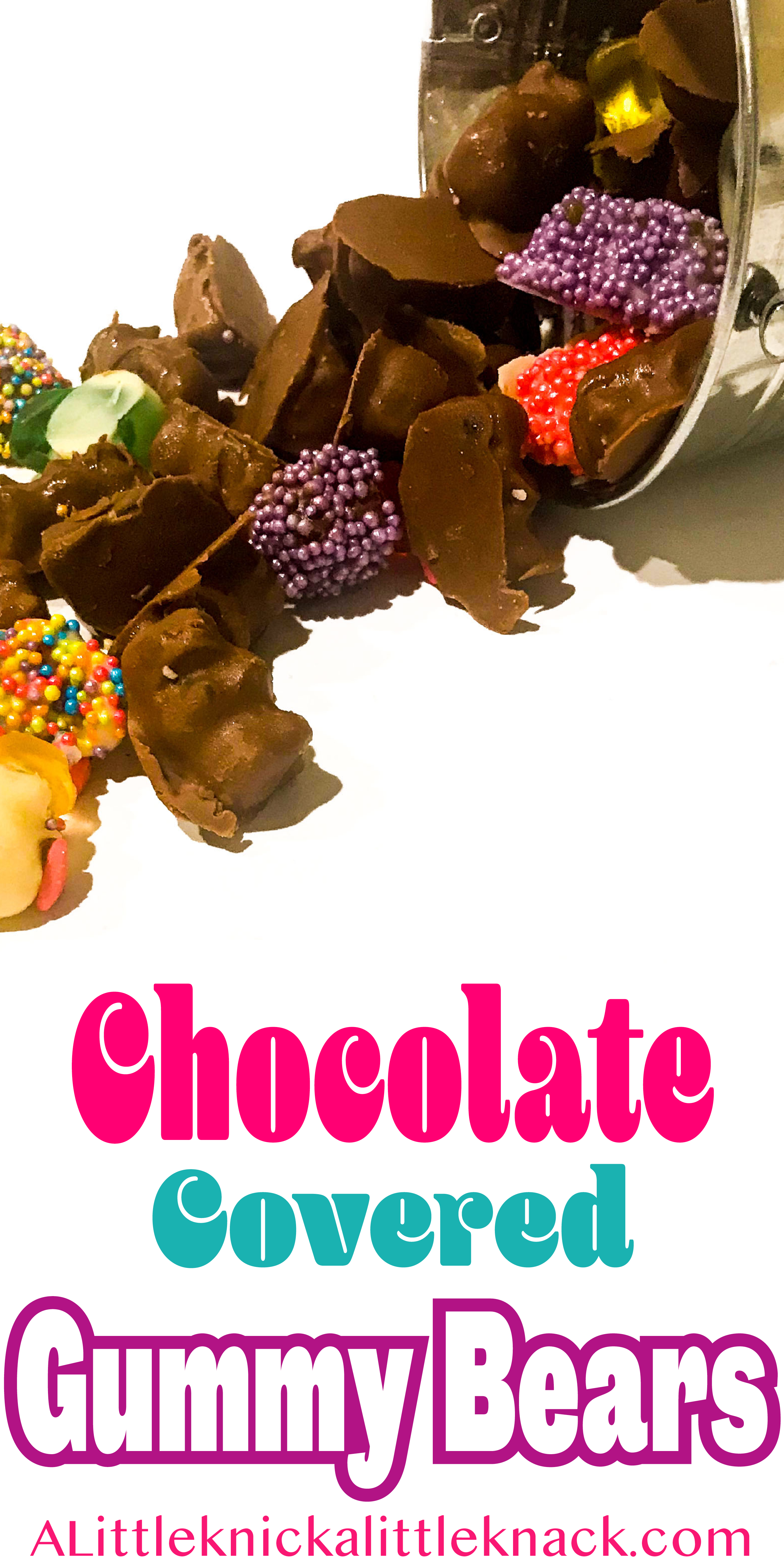 Perfect for party favors, Valentine’s day, or anytime you want something sweet! These pretty chocolate covered gummy bears are super easy to make! #candy