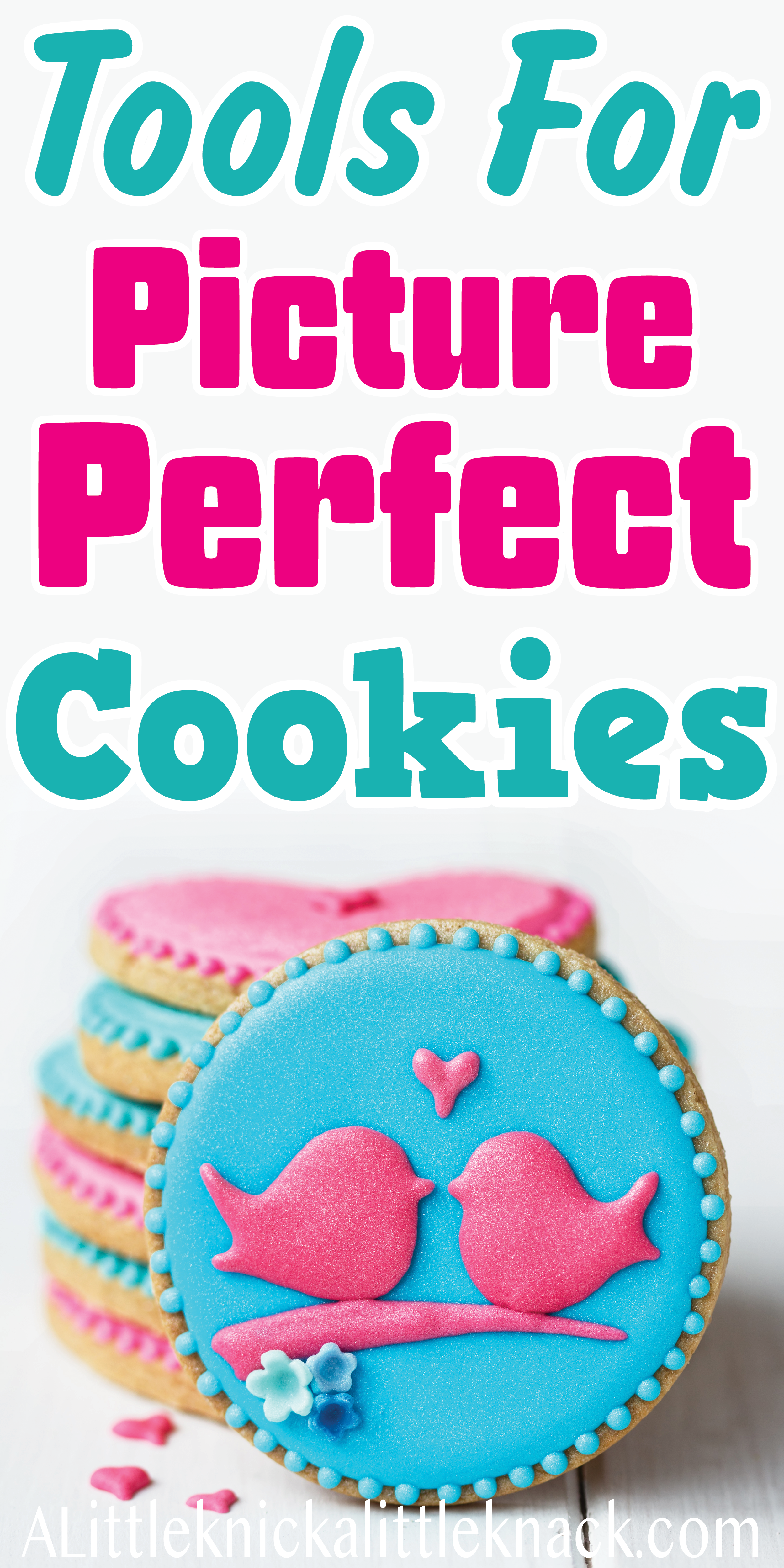 Brightly decorated cookies with a text overlay